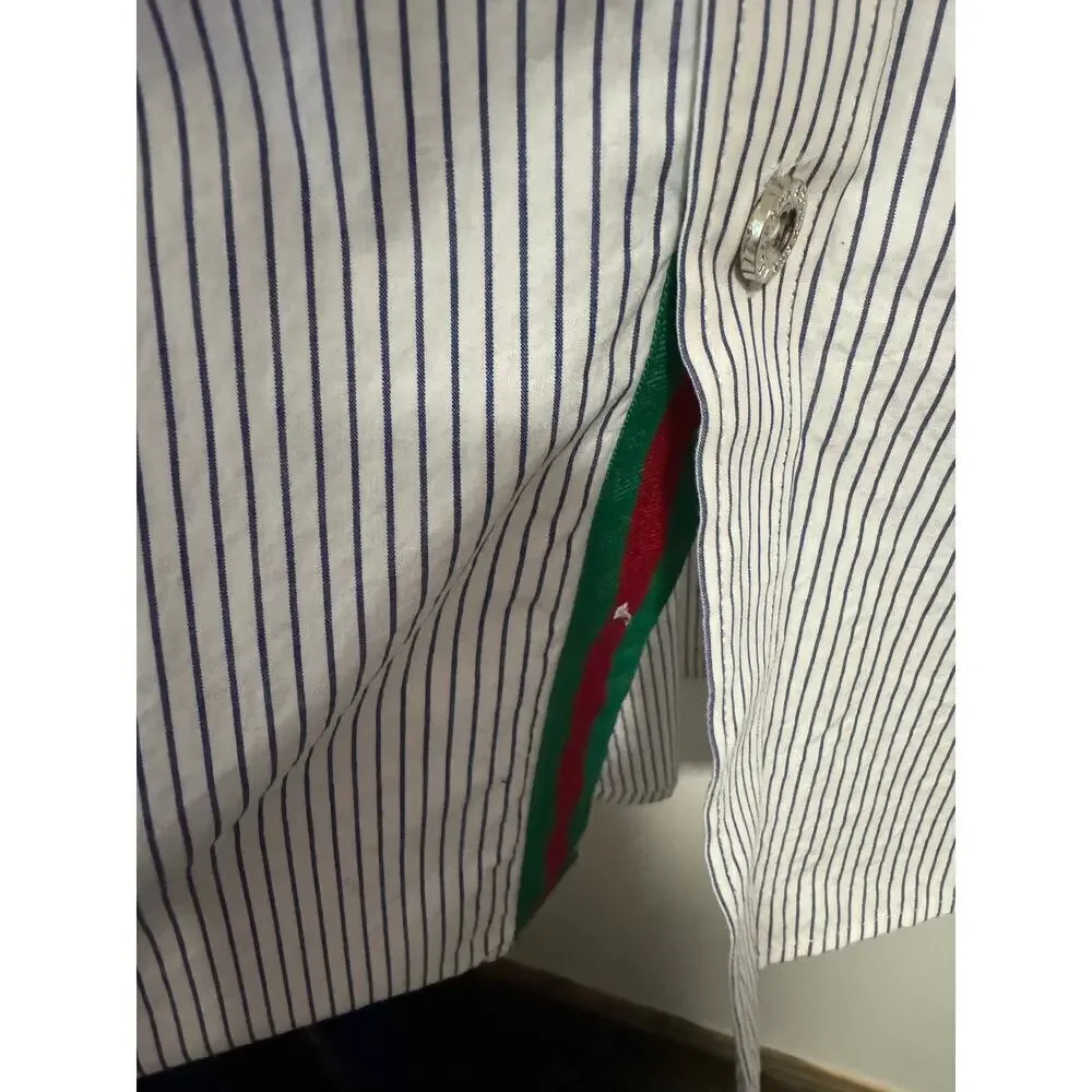 Vintage Ablanche men’s 3X military style blue & white shirt like new.